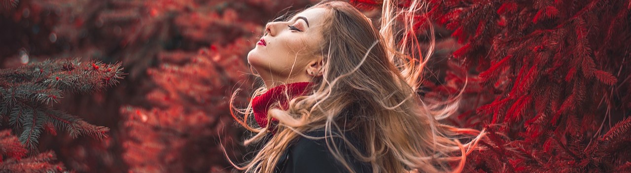 Hair blowing in wind